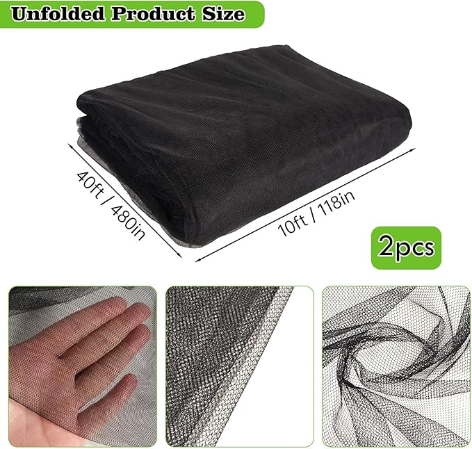 78x10Ft Mosquito Netting Garden Mesh Netting, Fly Bird Net Barrier Hunting Blind Plant Protecting Net, 3x24m,Black
