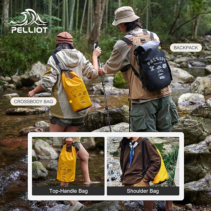 Waterproof Dry Bag 10L Tough & Water-repellent Storage Bag with Adjustable Shoulder Straps Lightweight Portable Backpack Dry Bags for Kayaking Black