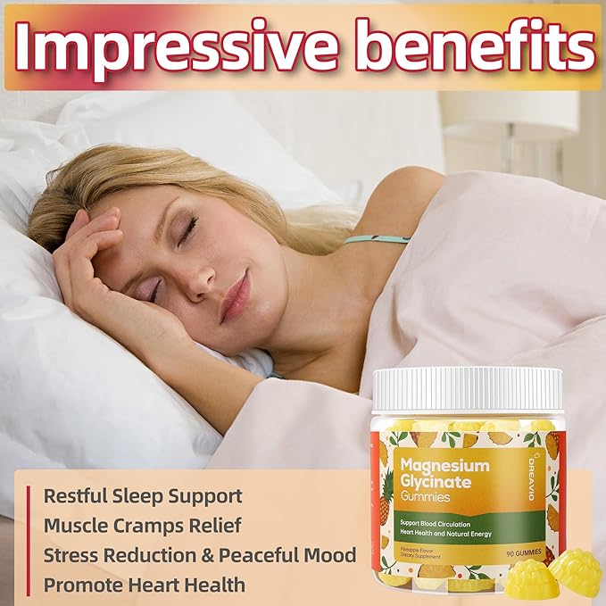 90 Count Magnesium Glycinate Gummies 400mg w/Ashwagandha Supplement - Sugar Free Zinc Magnesium Glycinate Supplement Ashwagandha Gummies for Adults Pineapple Gummies
