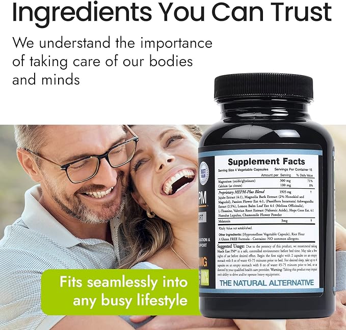 Night-Time Muscle Relax Muscle PM - 2,900mg Maximum Strength Relaxant with Magnesium Glycinate. Gluten Free – 60 Capsules (Packaging May Vary)