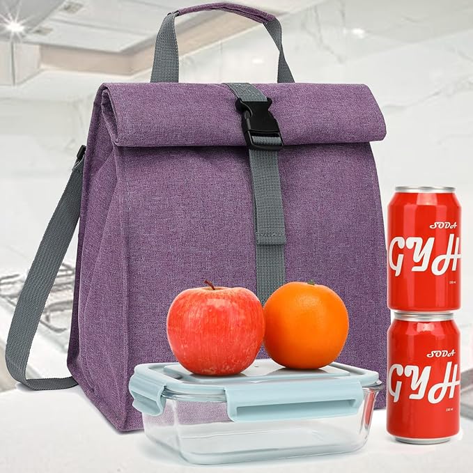 Unisex Insulated Lunch Bag, Purple, 8.8" x 6" x 9"