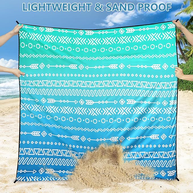 AISPARKY Beach Blanket Waterproof Sandproof, Oversized Large Beach Mat 79" X 83"/120"x108" for 1-8 Adults, Quick Drying&Compact&Lightweight, Picnic Mat Vacation Essentials for Beach Camping Travel