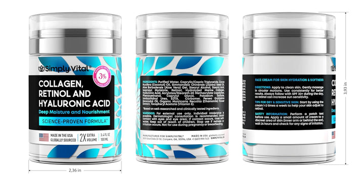 Anti-Aging Collagen & Retinol Cream | Firming Moisturizer for Face & Neck - 1.7 fl. oz.