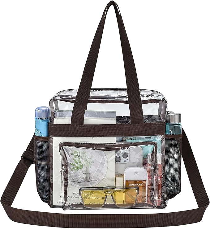 USPECLARE Clear Tote Stadium Approved, Security Travel & Gym Clear Bag for Work Sports Games Concerts