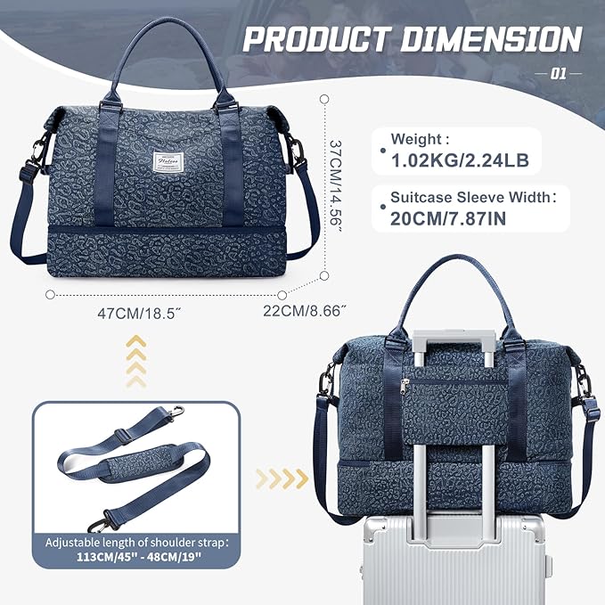 Travel Duffel Bag,Sports Tote Gym Bag,Shoulder Weekender Overnight Bag for Women