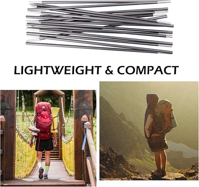 Azarxis Tent Poles Aluminum Tent Rod Replacement Camping Accessories, Multifunction Lightweight Tent Poles Repair Kit, 7001 Series Aircraft-Grade Aluminum - 2 Poles