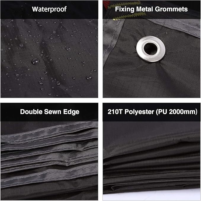 REDCAMP Ultralight Tent Footprint, PU 2000 Waterproof Camping Tent Tarp with Drawstring Carrying Bag for Ground Camping Hiking (106"x83" UL Black)