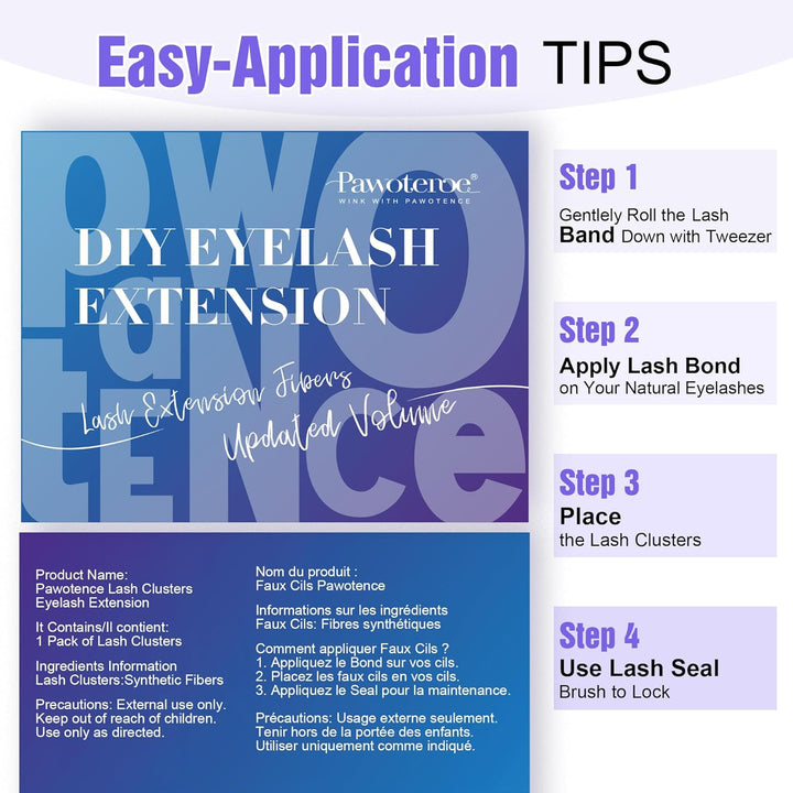 80D Full Volume Eyelash Clusters Kit | DIY Lash Extensions with Bond & Tweezers