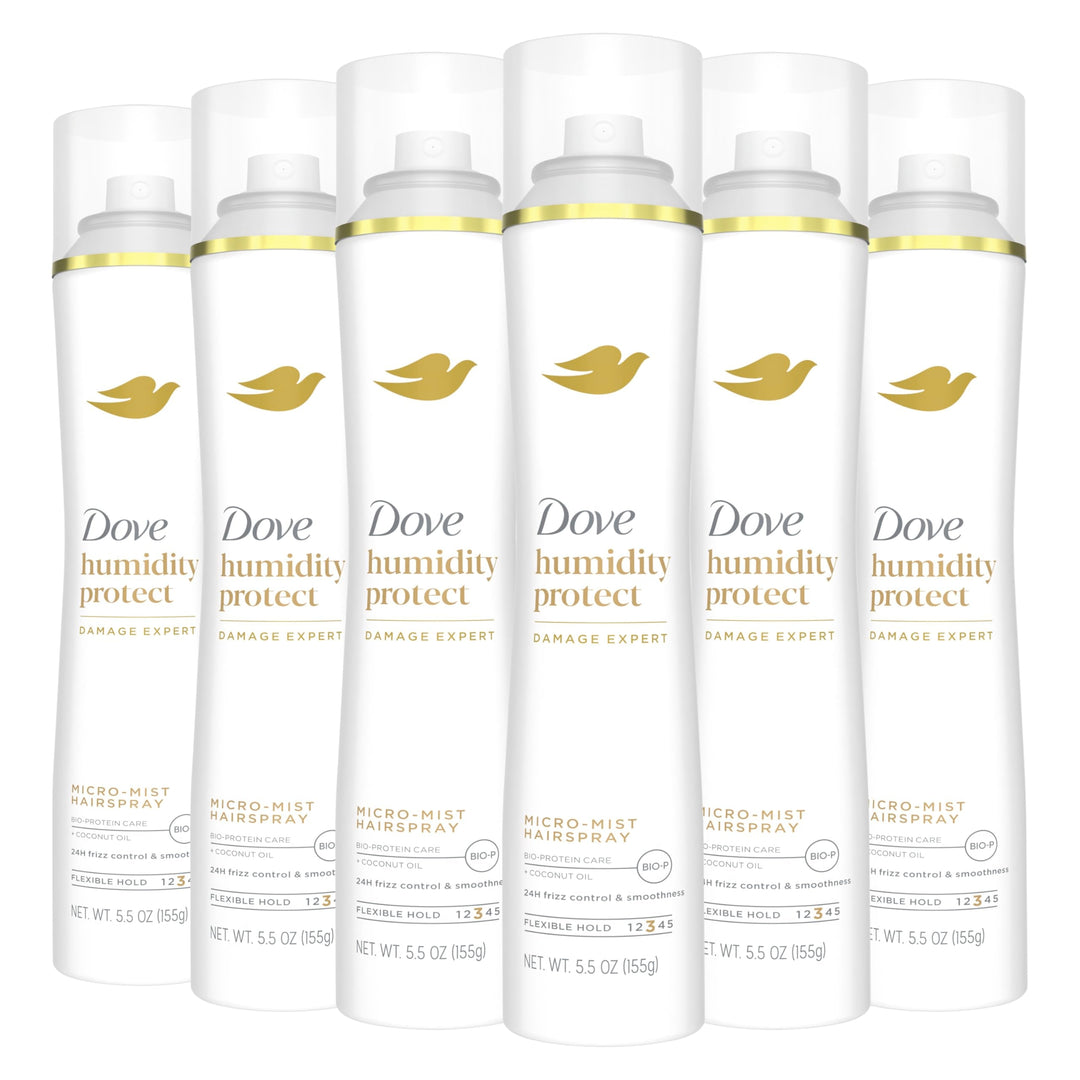 Dove Flexible Hold Hairspray Humidity Protect Micro-Mist Pack of 6 for Long-lasting Hold, All-day Flexible Hold for 24H Frizz Co