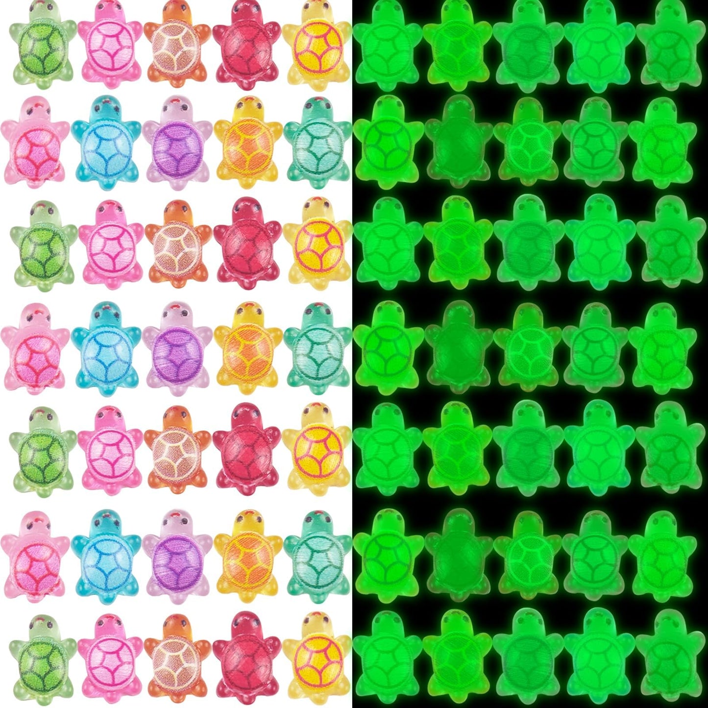 100 Pieces Tiny Turtles for Crafts Luminous Mini Resin Turtles Dollhouse Miniatures Mini Animals for Fairy Garden Micro Landscaping Decoration