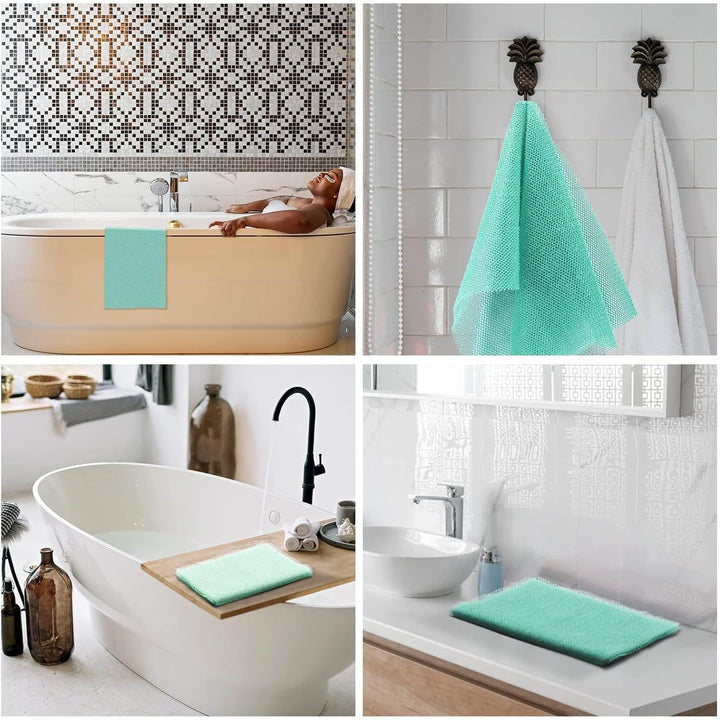 3-Piece African Net Bath Sponge Set | Exfoliating Shower Scrubber | Black, Blue, Brown