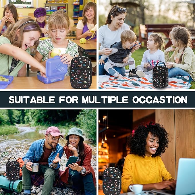 Yelocota Small Cooler Bag- Snack Bag- Insulated Lunch Bag for Kids- Lunch Thermal Bags- Exact Designed for Insulated Food Jar below 27oz-Lunch Tote Bag for Child,Men,Women