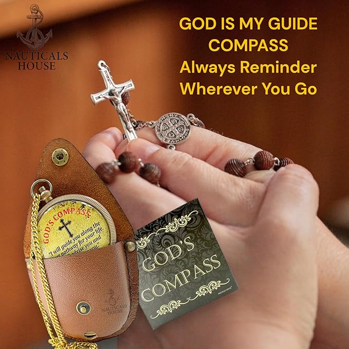 Bible Verse Brass Compass – “I Will Guide You and Watch Over You” (Psalm 32:8) | Christian Gift for Boys, Girls, Teens, Adults | Faith Keepsake for Graduation, Baptism, Confirmation, Prayer Gift