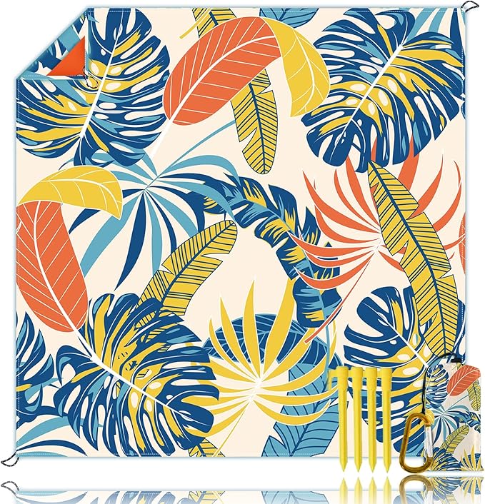 Beach Blanket Sandproof, Waterproof Beach Mat Oversized 79 X 83 Inch for 4-6 Adults, Lightweight Beach Blanket for Outdoor Travel Camping Hiking