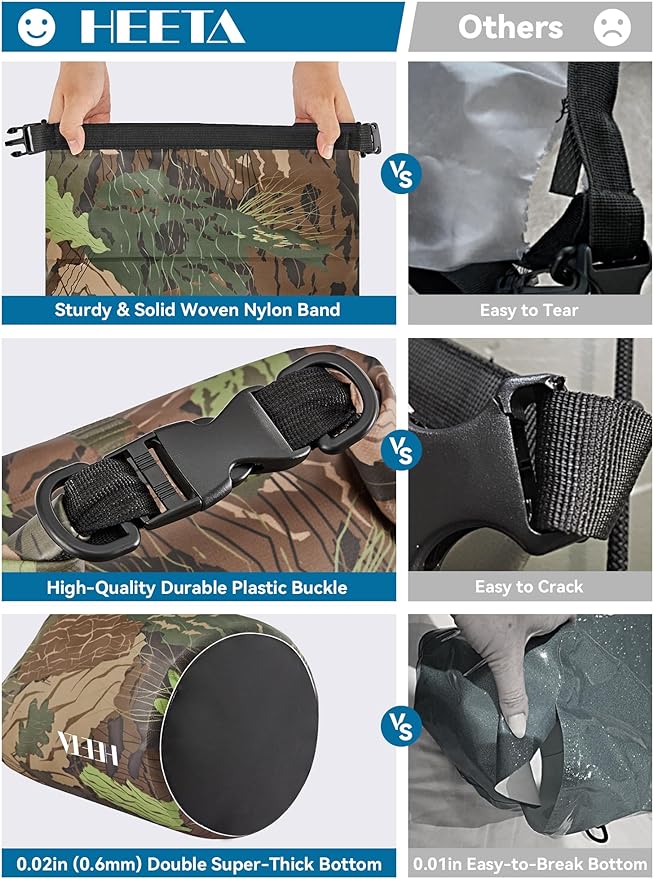 HEETA Waterproof Dry Bag for Women Men(Upgraded Version) 5L/10L/20L/30L/40L Roll Top Lightweight Dry Storage Bag Backpack with Emergency Whistle for Travel, Swimming, Boating, Kayaking, Camping, Beach