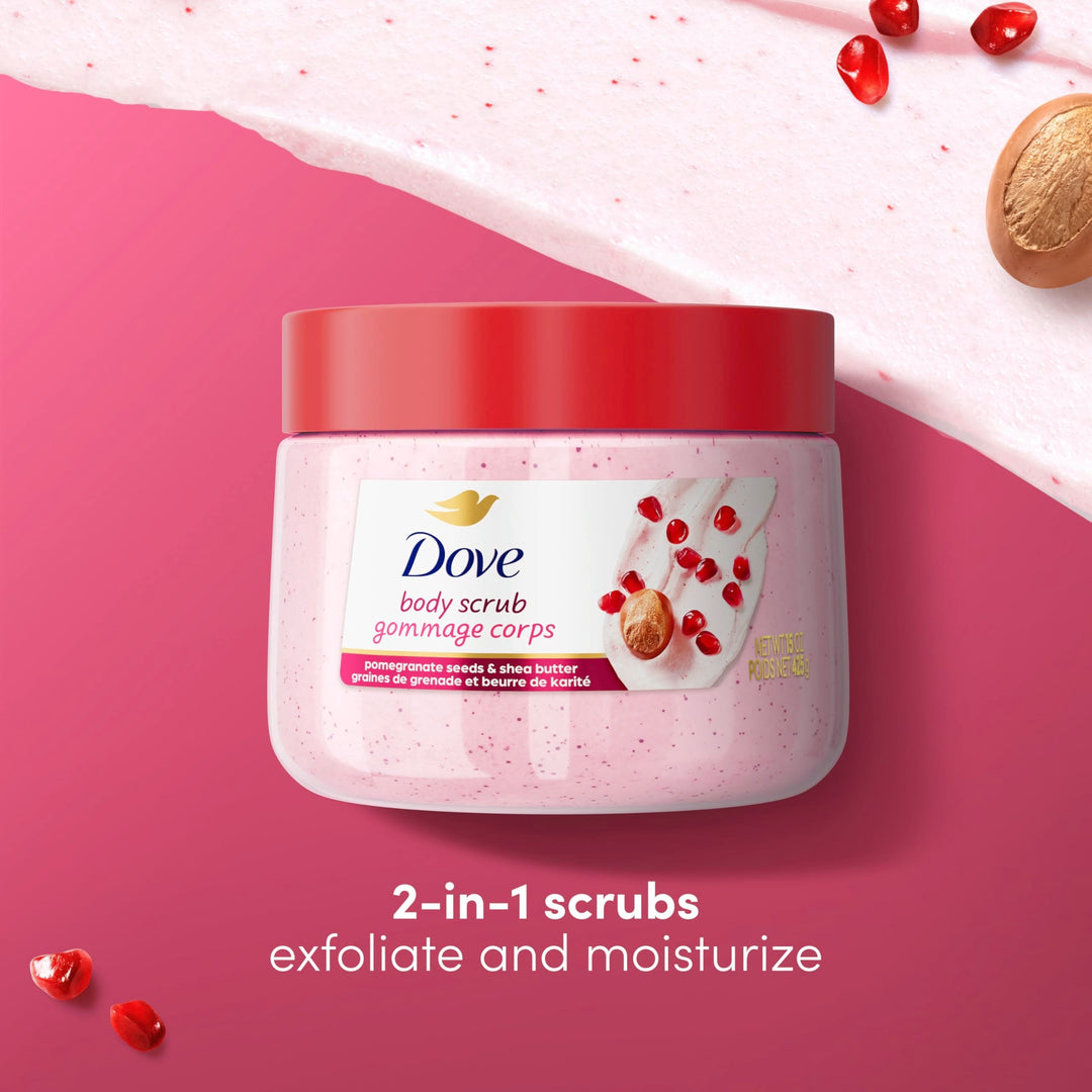 Dove Pomegranate& Shea Butter Body Scrub Exfoliates and Deeply Nourishes for Smooth, Radiant Skin 15oz