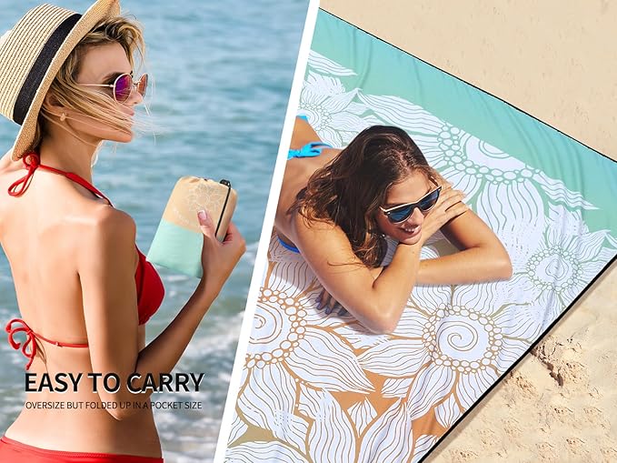 Beach Blanket Waterproof Sandproof Extra Large Beach Mat 79" X 83"/120"x108"for 1-8 Adults Quick Drying Durable Outdoor Picnic Mat for Beach Travel Camping Hiking