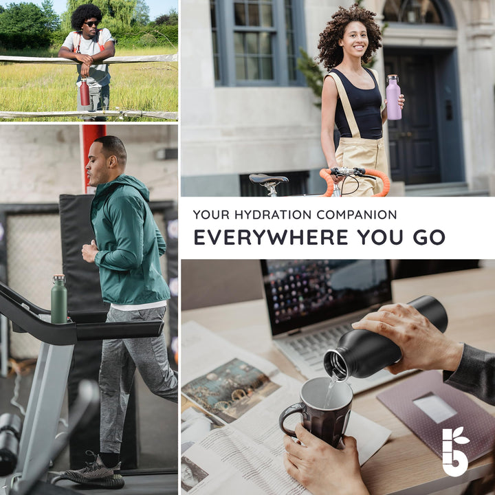 Bambaw Metal Water Bottle 16 oz, Light Blue Water Bottle for School, Non-insulated Single Walled Stainless Steel Water Bottle, Reusable Water Bottle, BPA Free Water Bottle – Ice blue