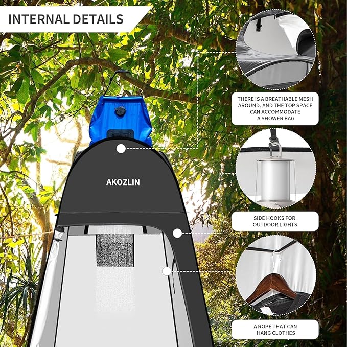 AKOZLIN Portable Pop Up Shower Tent Instant Privacy Dressing Changing Tent Outdoor Shower Room Camp Toilet Tent