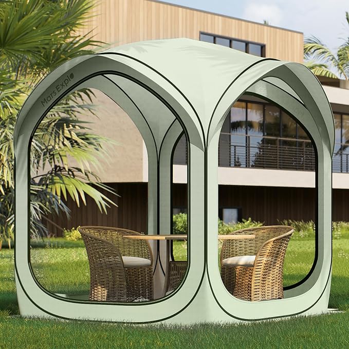 6x6 FT Pop-Up Screen House Tent, Portable Instant Screen Room Canopy with Mesh Doors and Carry Bag for Patio, Backyard, Deck, Camping, and Outdoor Activities,Bright Green