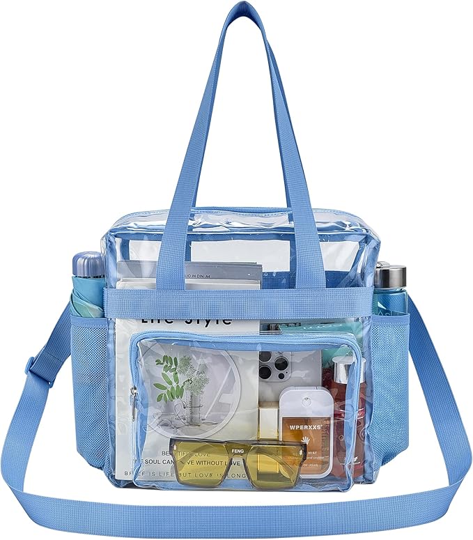 USPECLARE Clear Tote Stadium Approved, Security Travel & Gym Clear Bag for Work Sports Games Concerts