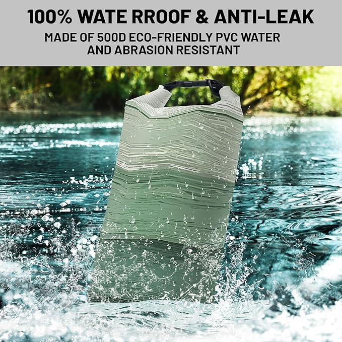 Waterproof Dry Bag,Roll Top Green Ombre Rustic Barn Wood Small Waterproof Backpack 5L/10L/20L Floating and Lightweight Bags for Kayaking, Boating, Fishing, Swimming and Camping