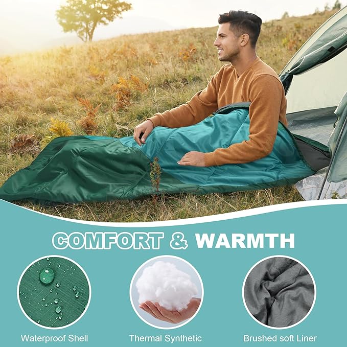AGEMORE Sleeping Bag for Adults, Double and Single Size, Lightweight Portable Camping Sleeping Bag with Draft Tubes, Fit for Warm & Cold Weather Camping Hiking Backpacking Or Traveling