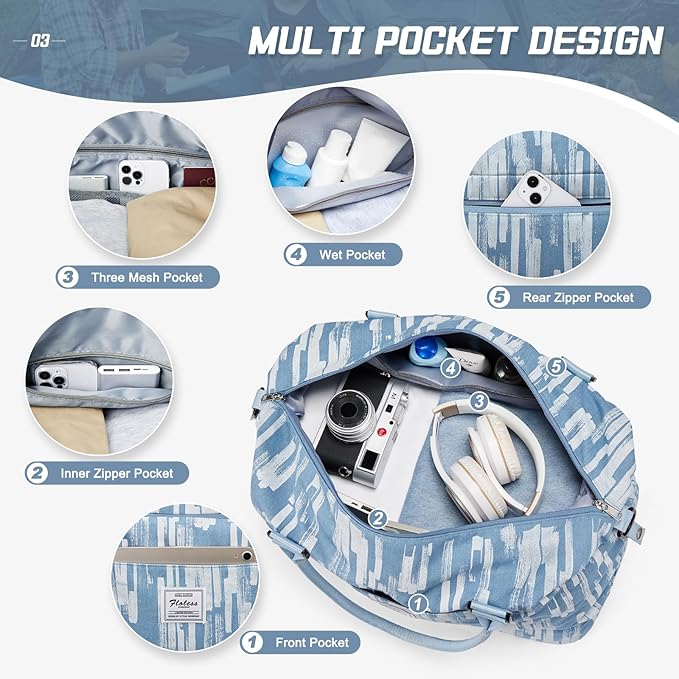 Travel Duffel Bag,Sports Tote Gym Bag,Shoulder Weekender Overnight Bag for Women