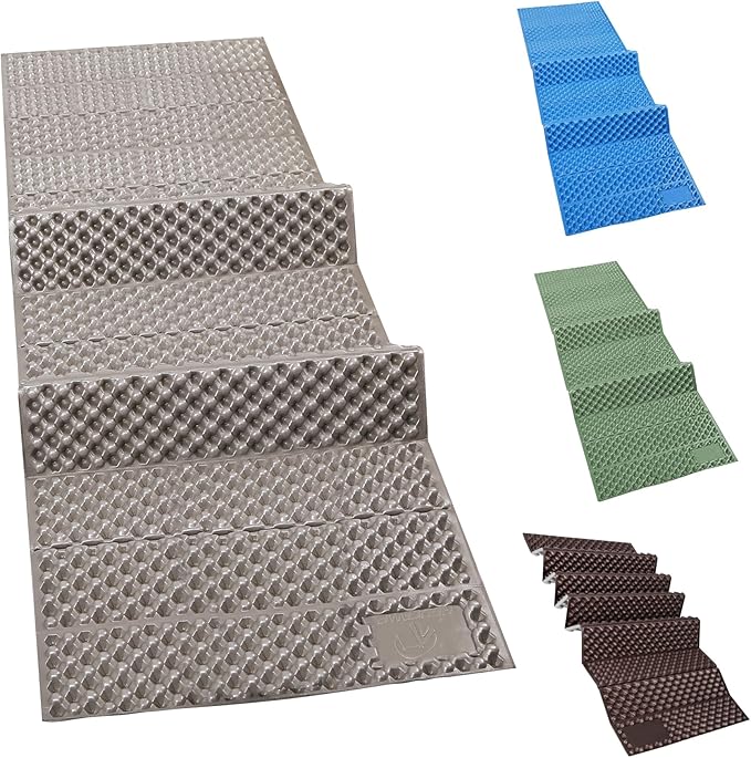 REDCAMP Foldable Foam Camping Pads for Sleeping, Waterproof Closed Cell Foam Camping Sleeping Pad - Ultra-Lightweight for Hiking & Backpacking, R-2.1 Insulated, Royal Blue/Grey/Green/Brown/Khaki