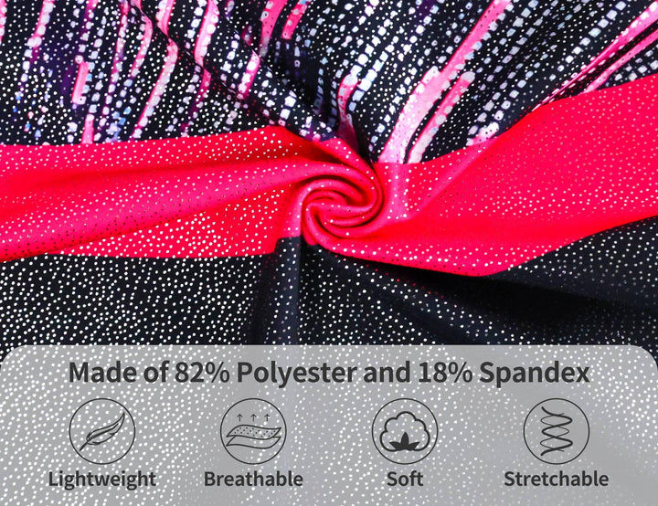 Domusgo Leotard for Girls Gymnastics Size 5-6 Years Old Black Pink Lines Tumbling Biketard