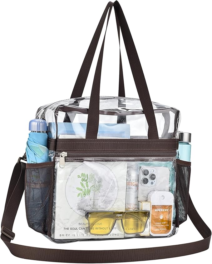 USPECLARE Clear Tote Stadium Approved, Security Travel & Gym Clear Bag for Work Sports Games Concerts