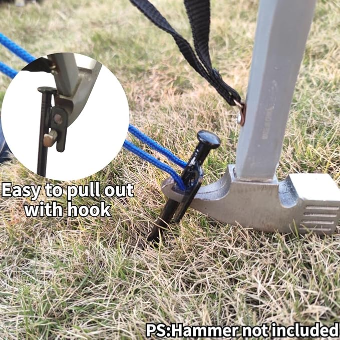 16inch 10 Packs Tent Stakes Heavy Duty Steel Large Tent Pegs for Camping Unbreakable Inflexible Extra Long Windproof