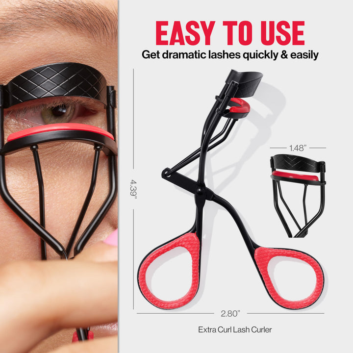 Revlon Extra Curl Lash Curler, Gives an All Day Dramatic Eyelash Look, with Non-Slip Finger Grips, Easy to Use, 1 Count