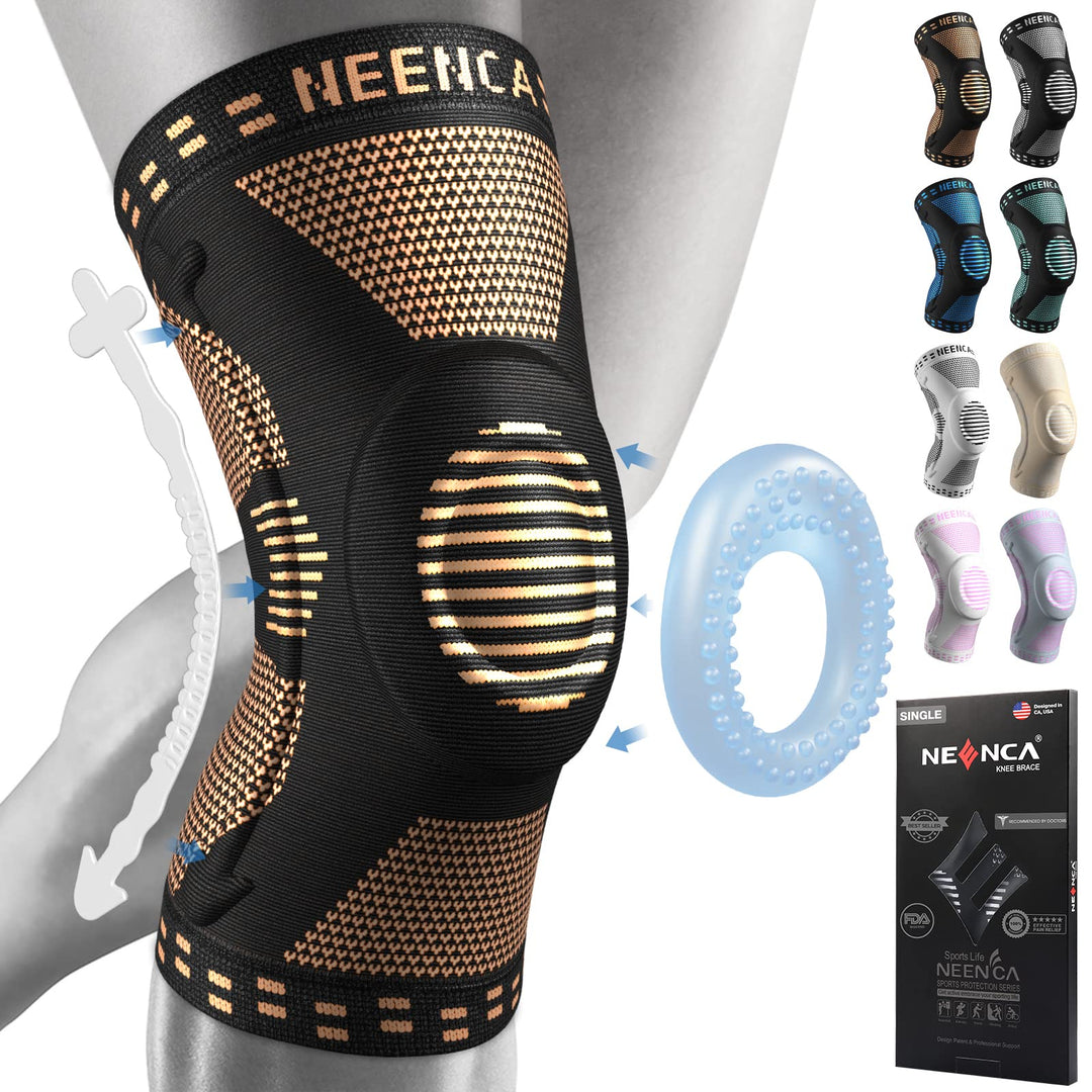 NEENCA Copper Knee Brace for Knee Pain, Knee Support with Patella Pad & Side Stabilizers, Compression Knee Sleeve for Sport, Workout, Arthritis, ACL, Joint Pain Relief, Meniscus Tear- FSA/HSA Eligible