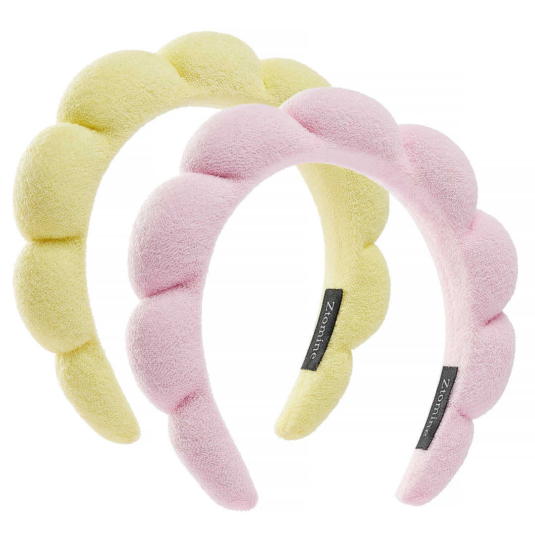 Ztomine Spa Headbands, Set Of 2, Terry Cloth Headband Face Wash Headband Combo Pack - Puffy Makeup Headbands For Face Washing, M
