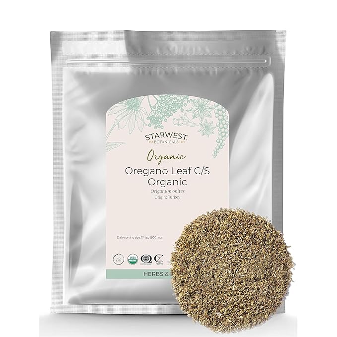 Starwest Botanicals Organic Oregano Dried Leaf - Seasoning Herb for Cooking, Use for Pizza Dishes, Greek, Italian, or Mexican Food, Non-GMO - Bulk 1 lb Bag