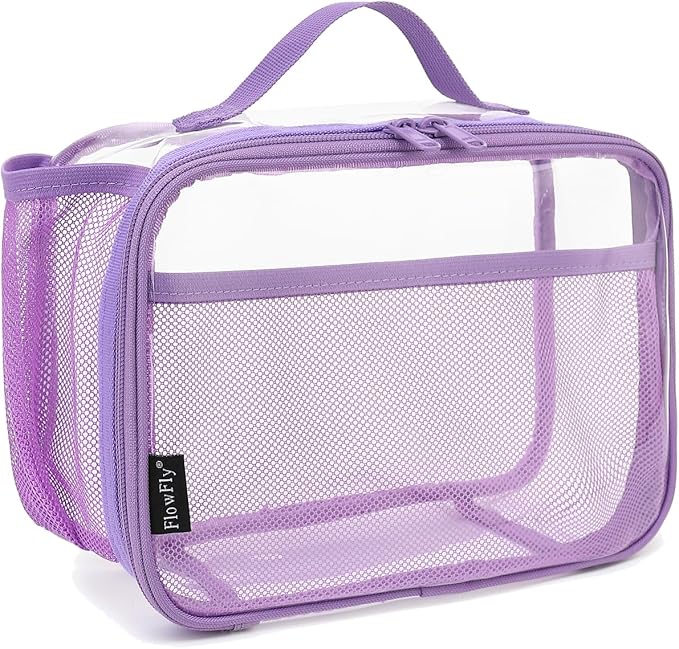 FlowFly Kids Lunch box Insulated Soft Bag Mini Cooler Back to School Thermal Meal Tote Kit for Girls, Boys,ClearPurple