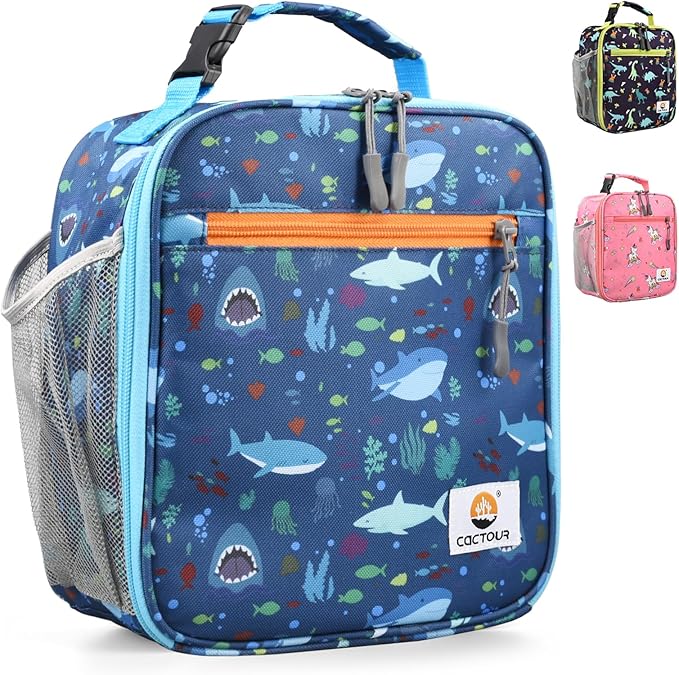 Lunch Box Kids,Premium Insulated Lunch Bag for Girls Boys,Soft Bag Mini Cooler Back to School Thermal Reusable Lunch Bag for Work School Picnic (Shark)