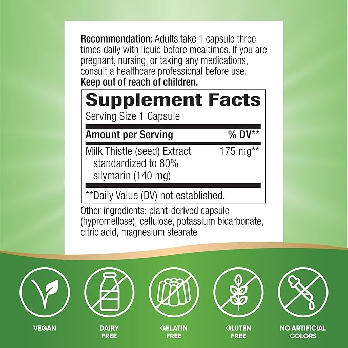 Nature's Way Thisilyn with Standardized Milk Thistle Extract, Supports Liver Function*, Silymarin, Vegan, 100 Capsules (Packaging May Vary)