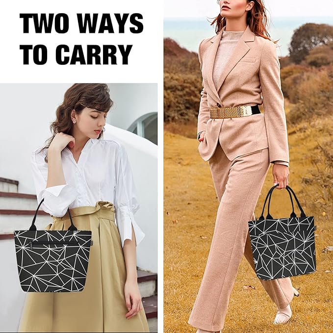 Aosbos Large Lunch Bags for Women Insulated Lunch Box Leakproof Adult Food Organizer Tote Bag Black Prism