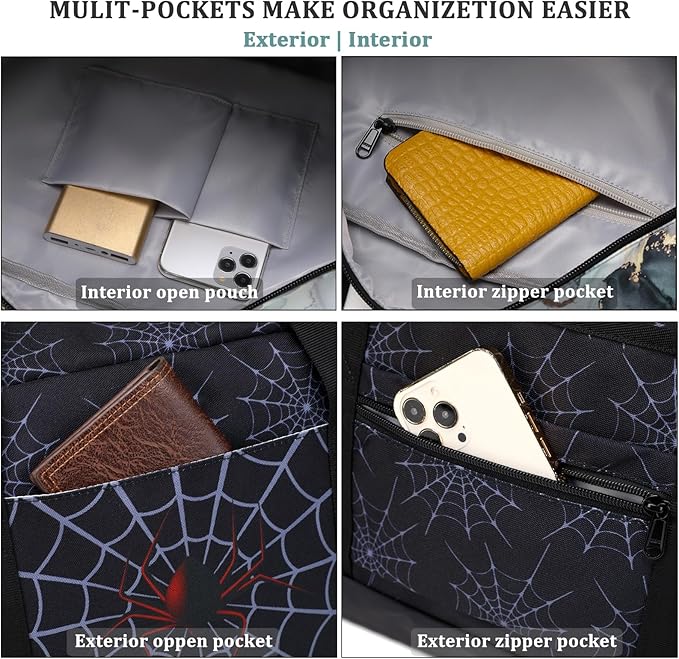 JIANYA Kids Overnight Duffle Bag Spider Sports Gym Bag with Shoe Compartment & Wet Pocket, Carry On Weekender Travel Bag, Blue