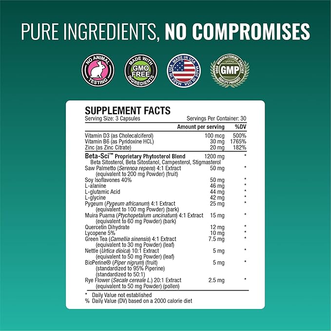 Approved Science Prostarex - Prostate Supplement - Saw Palmetto, 1200mg Beta-Sitosterol, Bioperine - 90 Capsules - 1 Month Supply