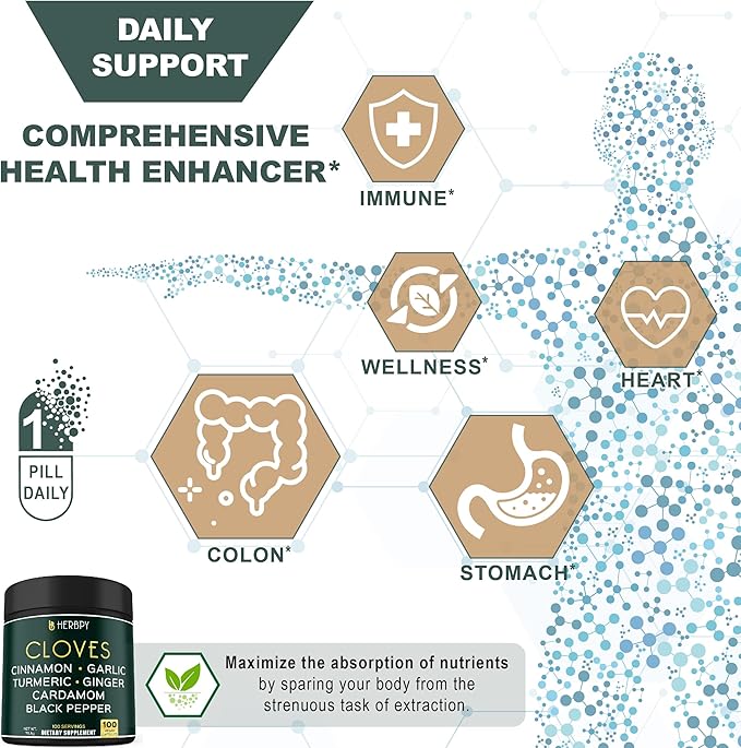 Bundle 7in1 Cloves Supplement & 5in1 Valerian Root Supplement - Support Immune, Digestion, Heart Health, Restful Night and Relaxation