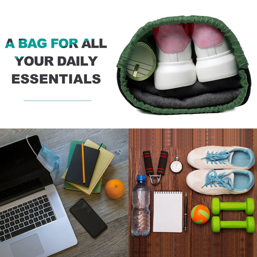 BeeGreen Dark Green Drawstring Backpack with Front Zipper Pocket and Inner Pocket Large 18.5" L x 13.8" W String Sackpack Cinch Sack Gym Sports Workout Bag For Men Women