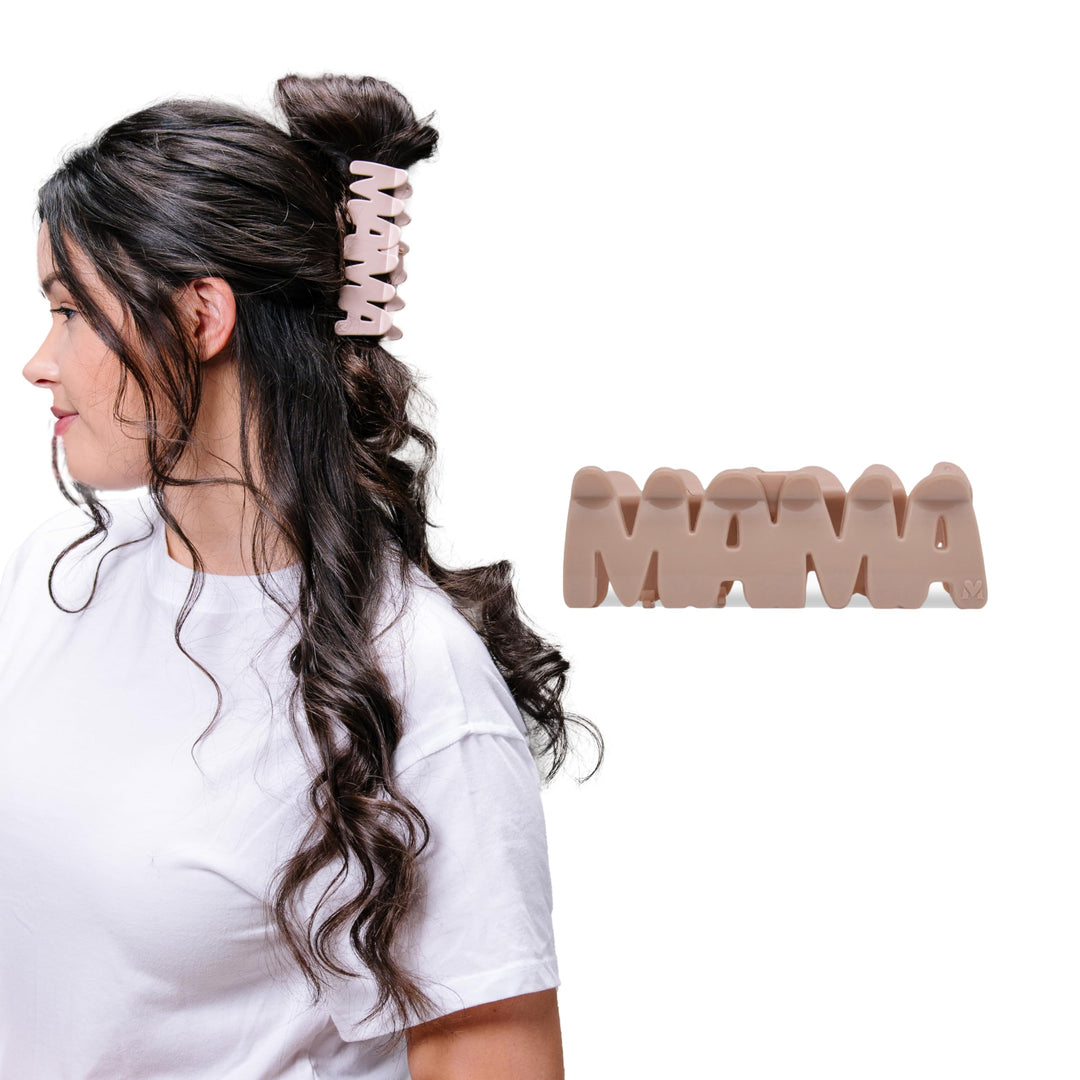 Mascella MAMA Personalized Hair Claw Clip - Custom Name Word Design, Large Strong Hold Non-Slip Hair Claw for Women, Durable Hair Accessory, Stylish Hair Clip for Everyday Wear (Pale Orchid)