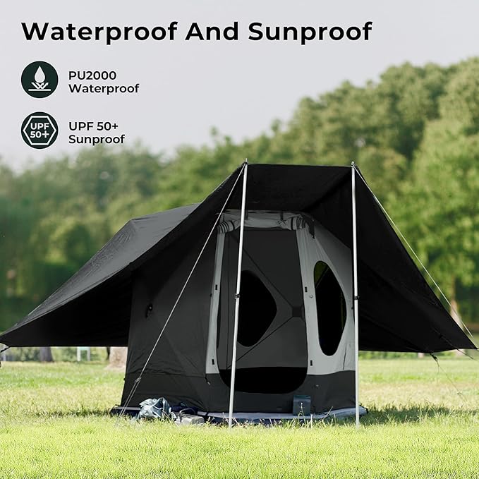 ACACIA Canopy 2-3 Person for Space Acacia Camping System, PU2000 Waterproof Camping Tarp for 4 Season Camping, UPF50+ Sunproof Tent Tarp with 2 Telescoping Poles, Carry Bag, Moonstone