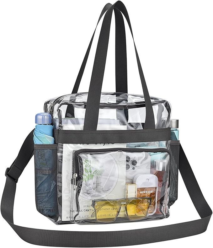 USPECLARE Clear Tote Stadium Approved, Security Travel & Gym Clear Bag for Work Sports Games Concerts