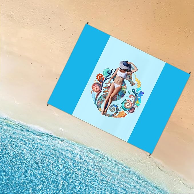 Large Beach Blanket Waterproof Sandproof 108"x 82" for 1-6 Adults,Quick Drying Beach Mat,Lightweight & Durable,Beach Essentials for Family Beach Camping Travel Picnic