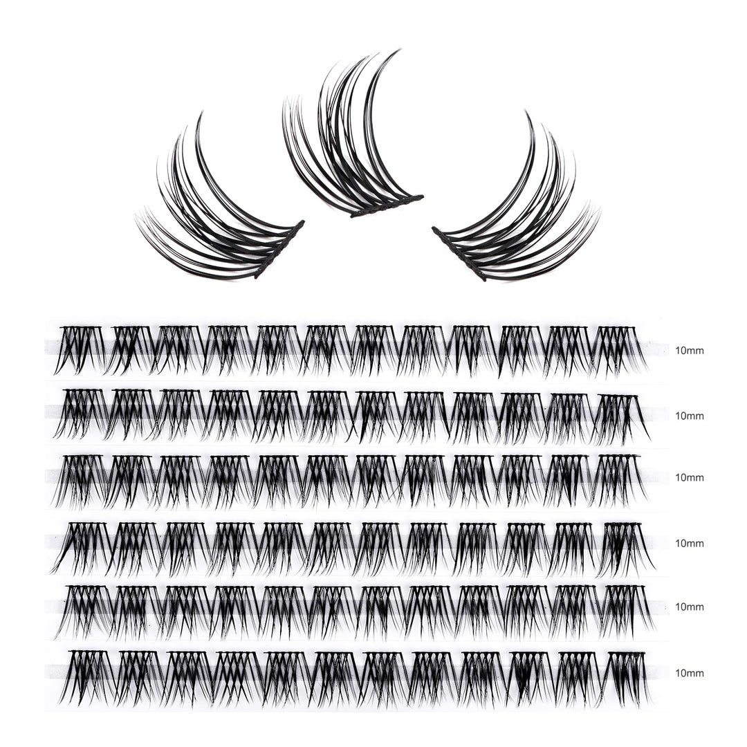 LANKIZ Lash Clusters,72pcs DIY Lash Extensions,10mm Superfine Band Individual Lashes, Soft & Natural Cluster Eyelash Extensions,DIY Eyelash Extension at Home