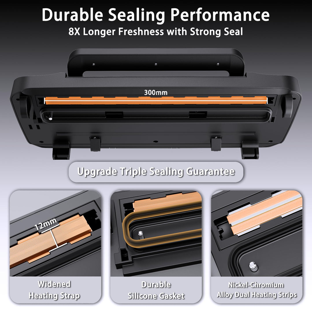 95kpa Commercial Vacuum Sealer Machine,Full Automatic Food Sealer, With 10-in-1 Functions,Easy-Lock Handle, Double Heat Seal,Vacuum sealer for food With Bags Storage, Built-in Cutter,Progress Display